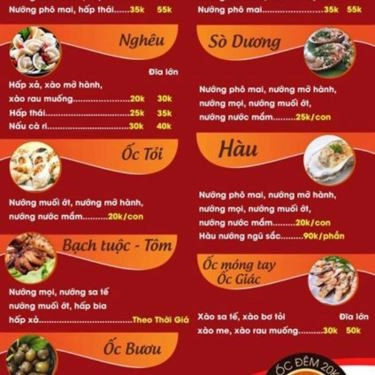 Thực đơn- Quán Ăn Ốc Đêm 20K