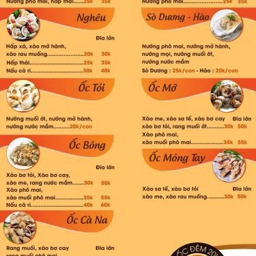 Thực đơn- Quán Ăn Ốc Đêm 20K
