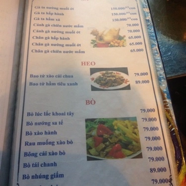 Thực đơn- Quán Ăn Ốc Đêm Hàng Xanh