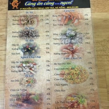 Thực đơn- Quán Ăn Ốc Đêm Đà Nẵng