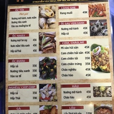 Thực đơn- Quán Ăn Ốc Đêm Đà Nẵng