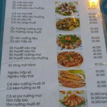 Thực đơn- Quán Ăn Ốc Đường Ray - Phạm Văn Đồng