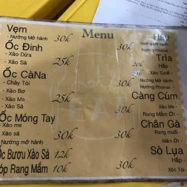 Thực đơn- Quán Ăn Ốc Ga