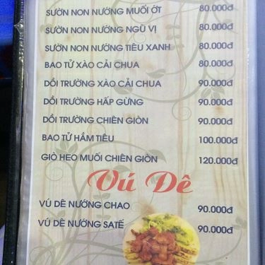 Thực đơn- Quán Ăn Ốc Hòa - Trường Sa