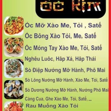 Thực đơn- Quán Ăn Ốc Kim - Lê Văn Lương