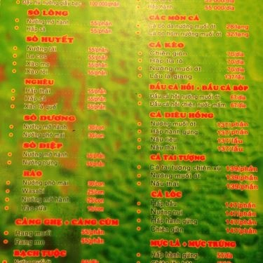 Thực đơn- Quán Ăn Quán Ốc Chế Duyên - Trường Sa