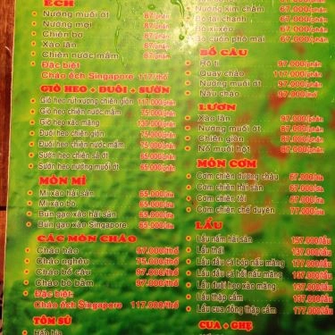 Thực đơn- Quán Ăn Quán Ốc Chế Duyên - Trường Sa