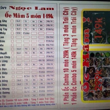 Tổng hợp- Quán Ăn Ốc Mâm 5 Món
