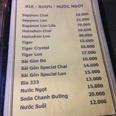 Thực đơn- Quán Ăn Hải Sản Tân Minh Thư