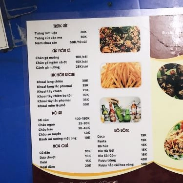 Thực đơn- Quán Ăn Ốc Mút & Chân Gà Nướng - Trần Đại Nghĩa