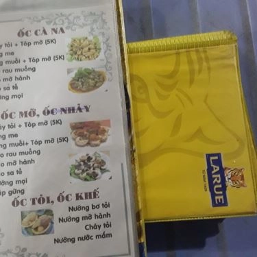 Thực đơn- Quán Ăn Ốc Nạy - Ốc & Các Món Hải Sản