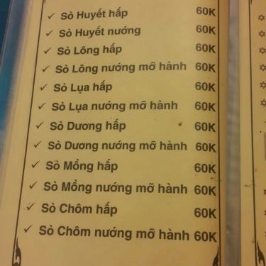 Thực đơn- Quán Ăn Ốc Nha Trang - Đống Đa