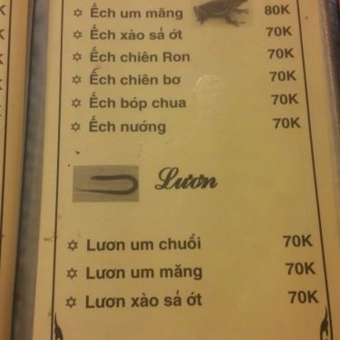Thực đơn- Quán Ăn Ốc Nha Trang - Đống Đa