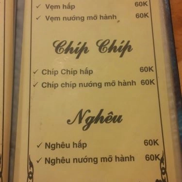 Thực đơn- Quán Ăn Ốc Nha Trang - Đống Đa