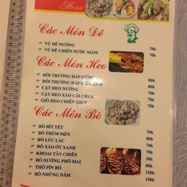 Thực đơn- Quán Ăn Ốc Nốc Quán - Nguyễn Biểu