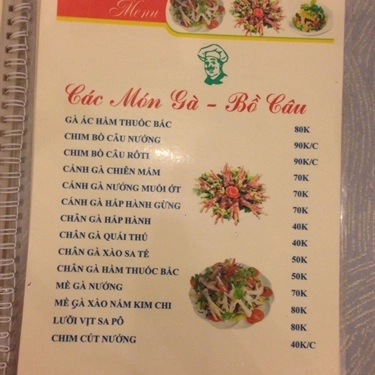 Thực đơn- Quán Ăn Ốc Nốc Quán - Nguyễn Biểu