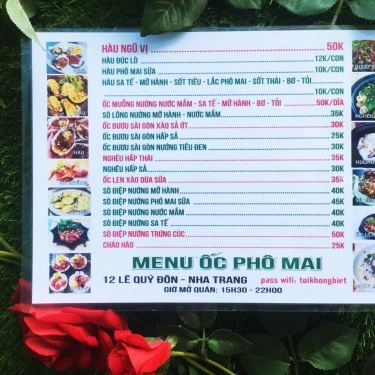 Thực đơn- Quán Ăn Ốc Phô Mai