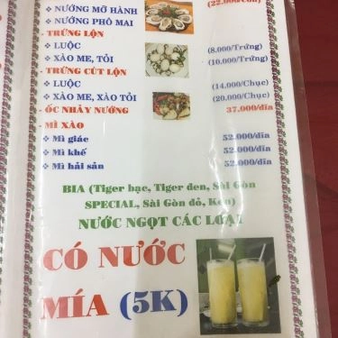 Thực đơn- Quán Ăn Phước Đạt - Quán Ốc