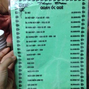 Thực đơn- Quán Ăn Ốc Quê