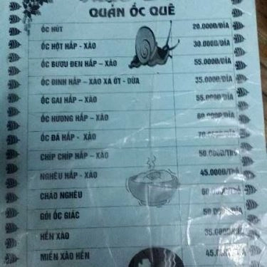 Thực đơn- Quán Ăn Ốc Quê