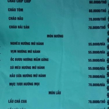 Thực đơn- Quán Ăn Ốc Quê