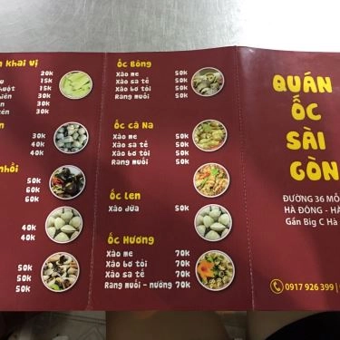 Thực đơn- Quán Ăn Ốc Sài Gòn - Mỗ Lao