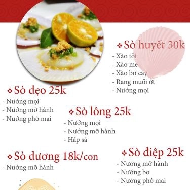 Thực đơn- Quán Ăn Ốc Sam - Đường Số 5