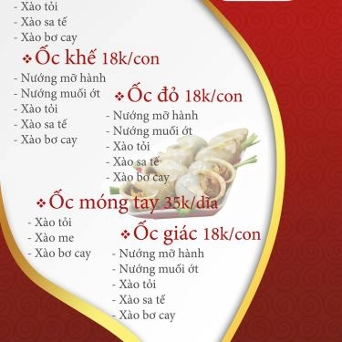 Thực đơn- Quán Ăn Ốc Sam - Đường Số 5