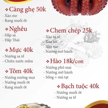 Thực đơn- Quán Ăn Ốc Sam - Đường Số 5
