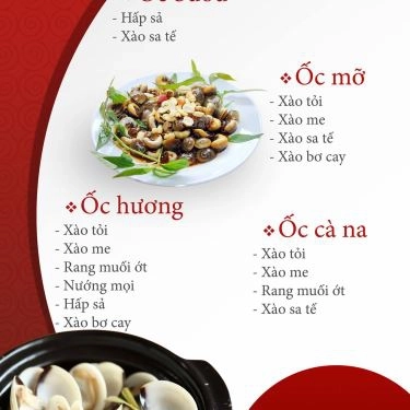 Thực đơn- Quán Ăn Ốc Sam - Đường Số 5
