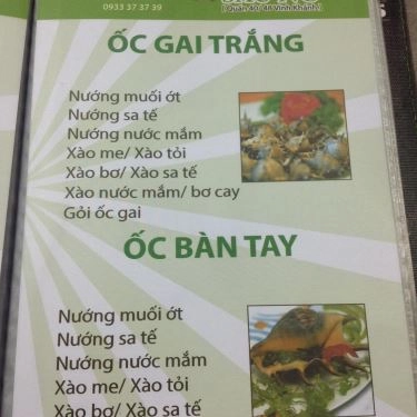 Thực đơn- Quán Ăn Ốc Sáu Nở