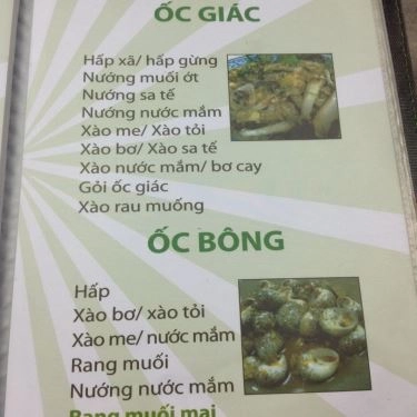 Thực đơn- Quán Ăn Ốc Sáu Nở