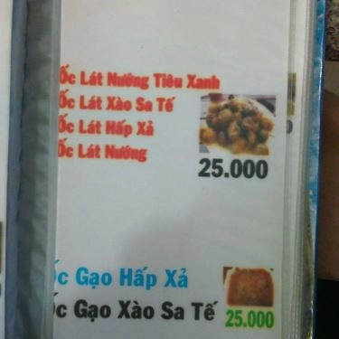 Thực đơn- Quán Ăn Ốc Sinh Viên - Phan Văn Hân