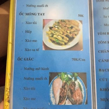 Thực đơn- Quán Ăn Ốc Sinh Viên - Phan Văn Hân