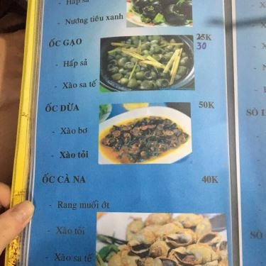 Thực đơn- Quán Ăn Ốc Sinh Viên - Phan Văn Hân