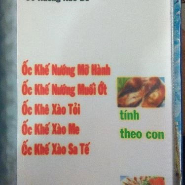 Thực đơn- Quán Ăn Ốc Sinh Viên - Phan Văn Hân