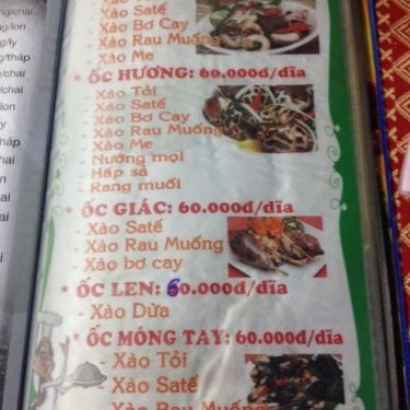 Thực đơn- Quán Ăn Ốc Sinh Viên - Quốc Hương