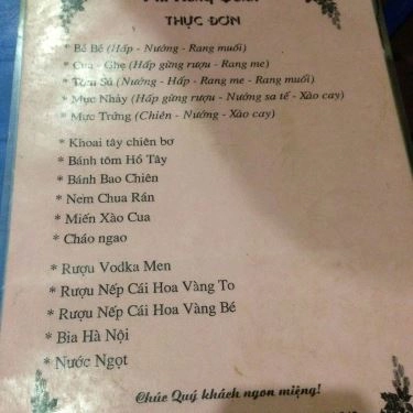Thực đơn- Quán Ăn Phi Hùng - Ốc Xào Me Cay