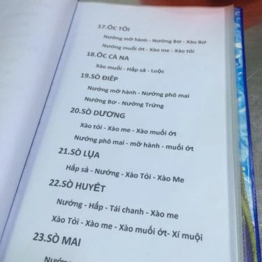 Thực đơn- Quán Ăn Ốc Thành Long