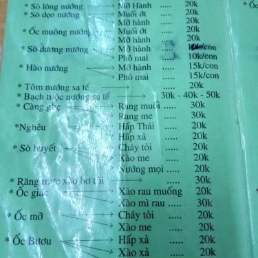 Thực đơn- Quán Ăn Ốc Thảo