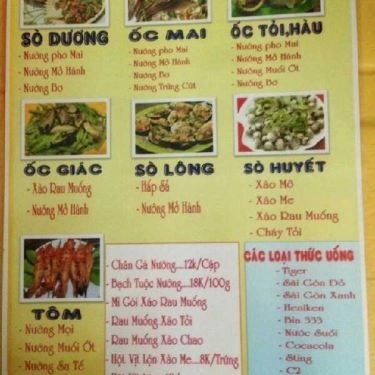 Thực đơn- Quán Ăn Ốc Thương - Khuông Việt