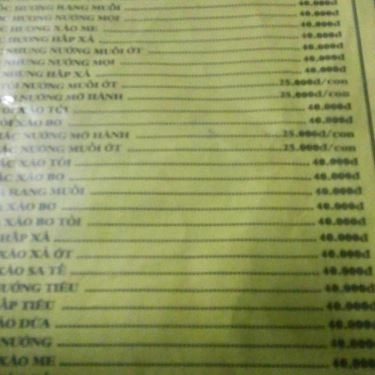 Thực đơn- Quán Ăn Ốc Tiên - Lê Văn Sỹ