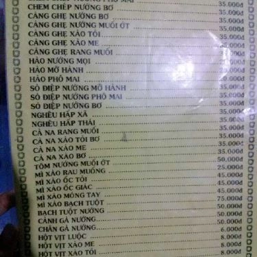Thực đơn- Quán Ăn Ốc Tiên - Lê Văn Sỹ