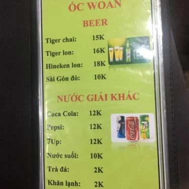 Thực đơn- Quán Ăn Ốc Woắn