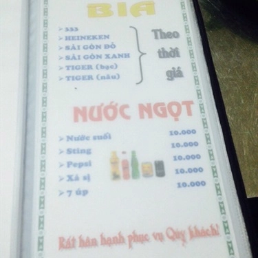 Thực đơn- Quán Ăn Ốc Yến - Lê Thúc Hoạch