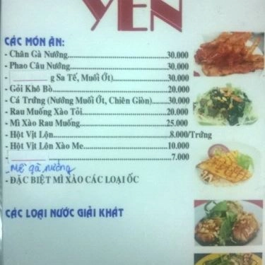 Thực đơn- Quán Ăn Ốc Yến - Chợ Vườn Chuối