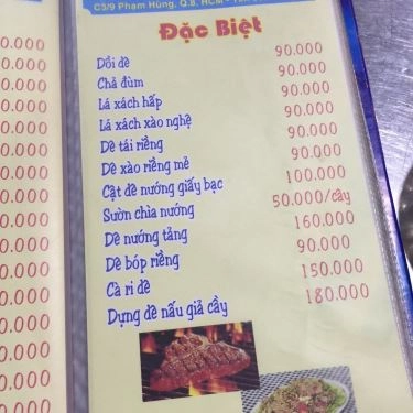 Thực đơn- Quán Ăn Ok 3 Con Dê - Lẩu Dê Chính Hiệu - Phạm Hùng
