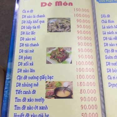 Thực đơn- Quán Ăn Ok 3 Con Dê - Lẩu Dê Chính Hiệu - Phạm Hùng