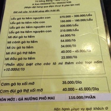 Thực đơn- Quán Ăn Ola - Mì & Lẩu Gà Tiềm Ớt Hiểm