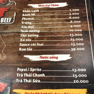 Thực đơn- One Beef - Nhà Hàng Bít Tết